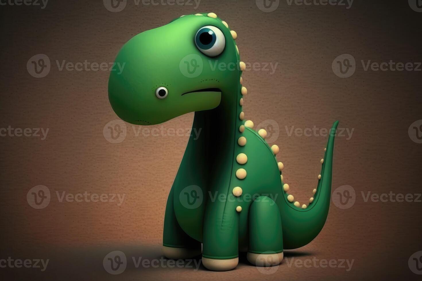 3D cute Diplodocus cartoon. A group of primitive reptile dinosaurs from the Jurassic period. photo