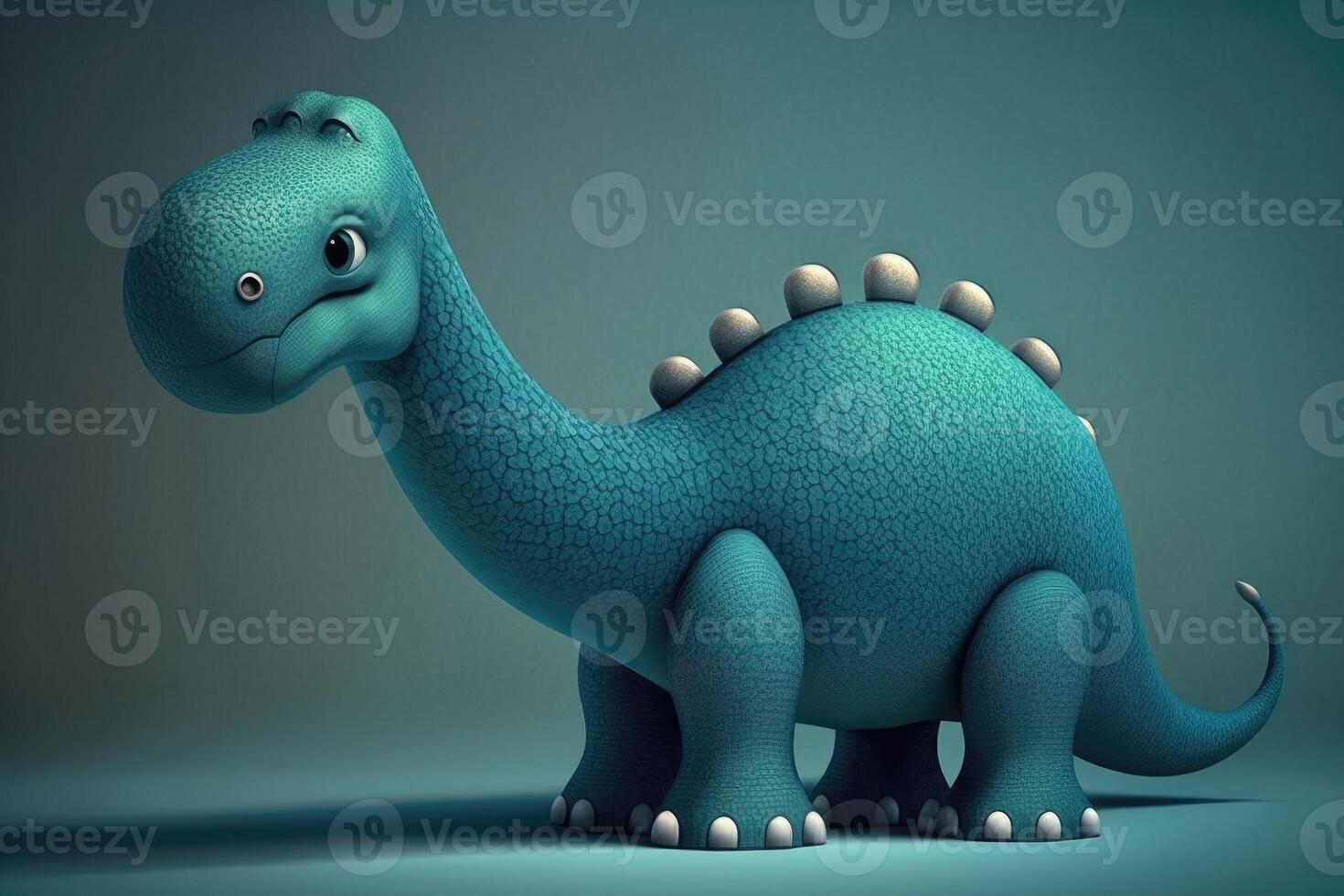 3D cute Diplodocus cartoon. A group of primitive reptile dinosaurs from the Jurassic period. photo