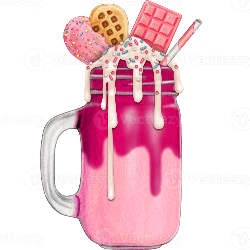 vattenfärg hand dragen milkshake png