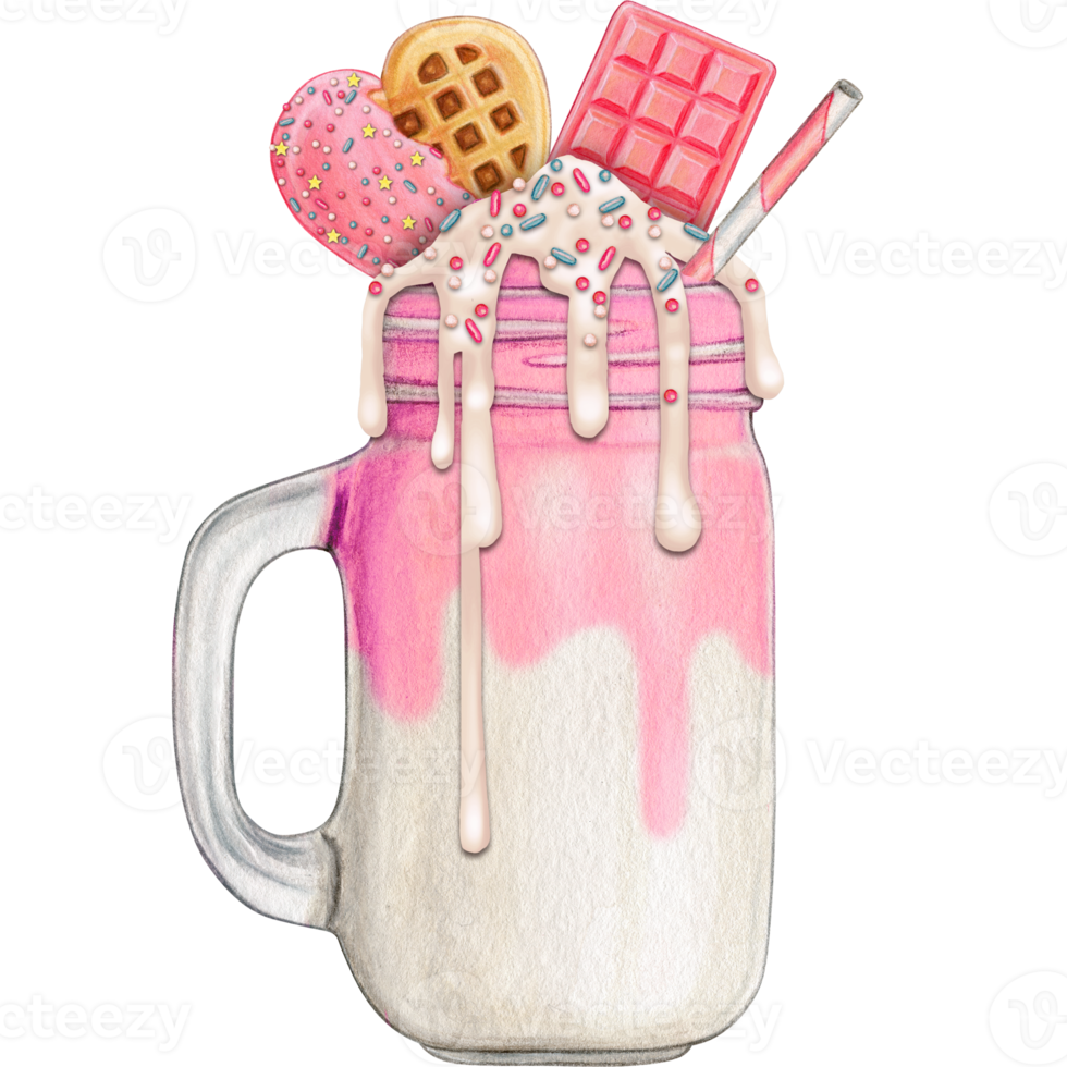 watercolor hand drawn milkshake png