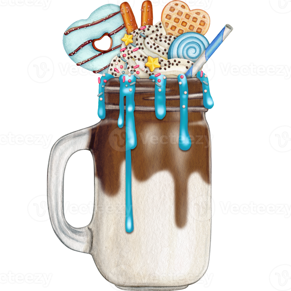 watercolor hand drawn milkshake png