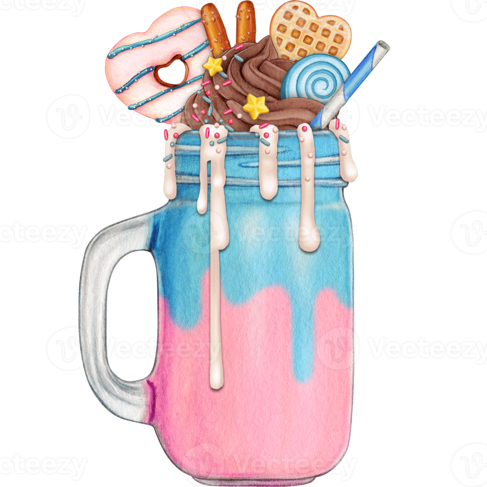 watercolor hand drawn milkshake png