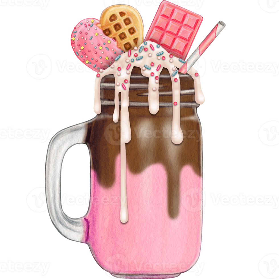 aguarela mão desenhado milkshake png