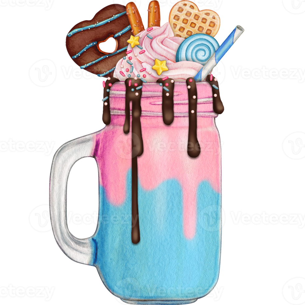 watercolor hand drawn milkshake png