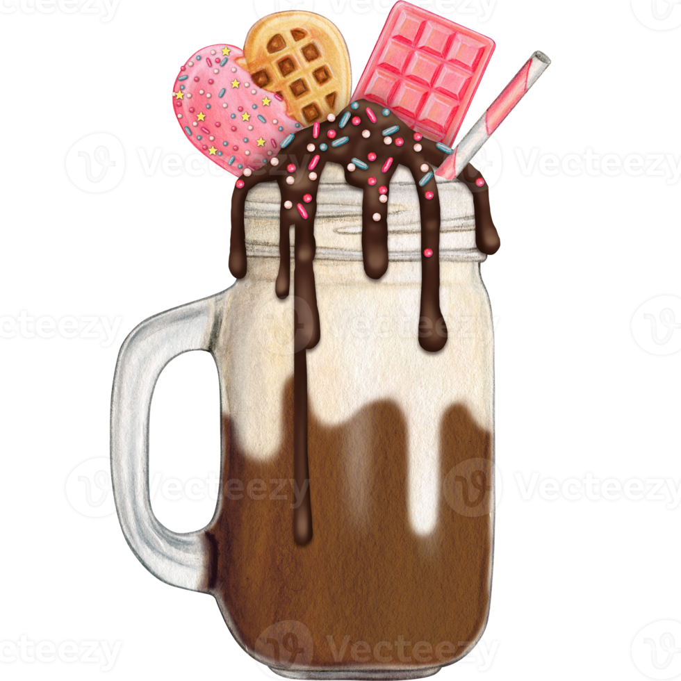 aguarela mão desenhado milkshake png