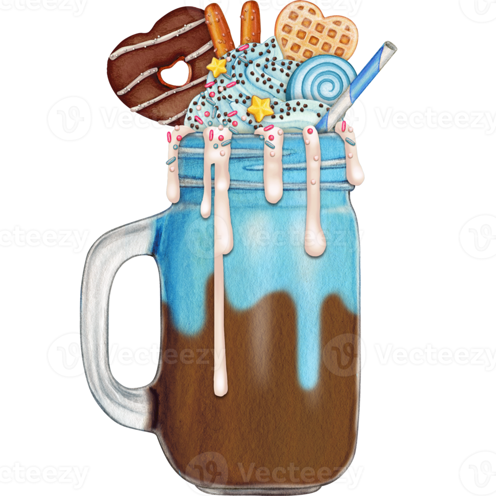 watercolor hand drawn milkshake png