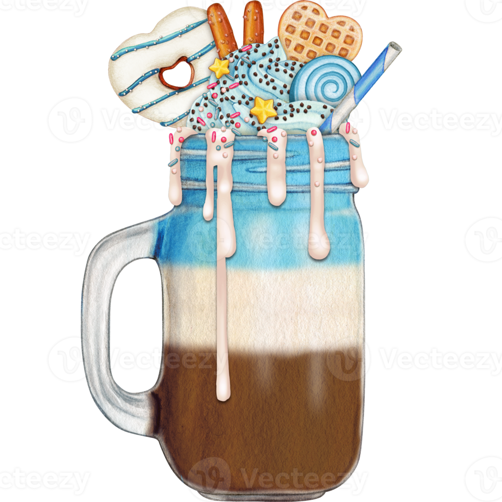 watercolor hand drawn milkshake png