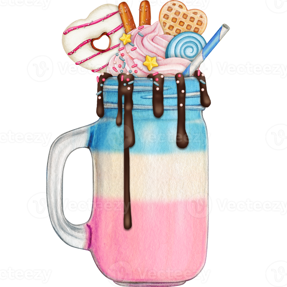 watercolor hand drawn milkshake png