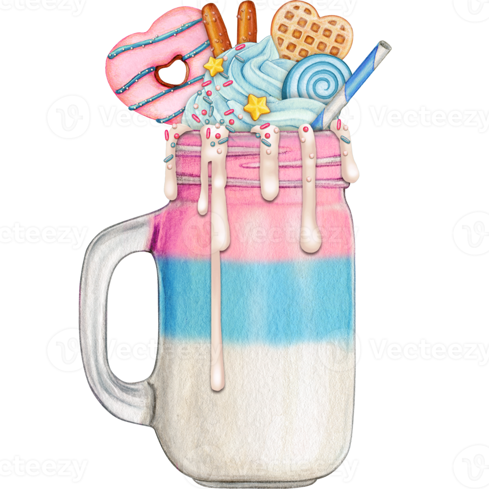 watercolor hand drawn milkshake png