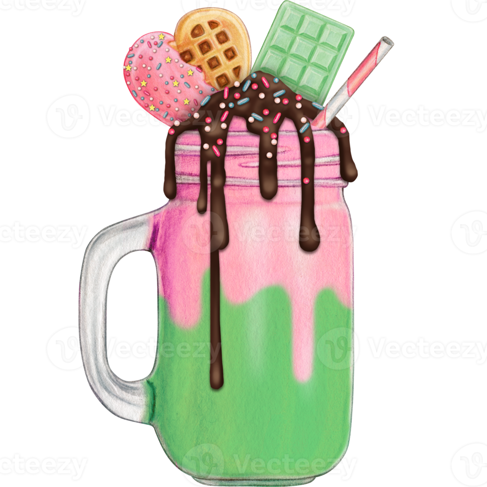 watercolor hand drawn milkshake png