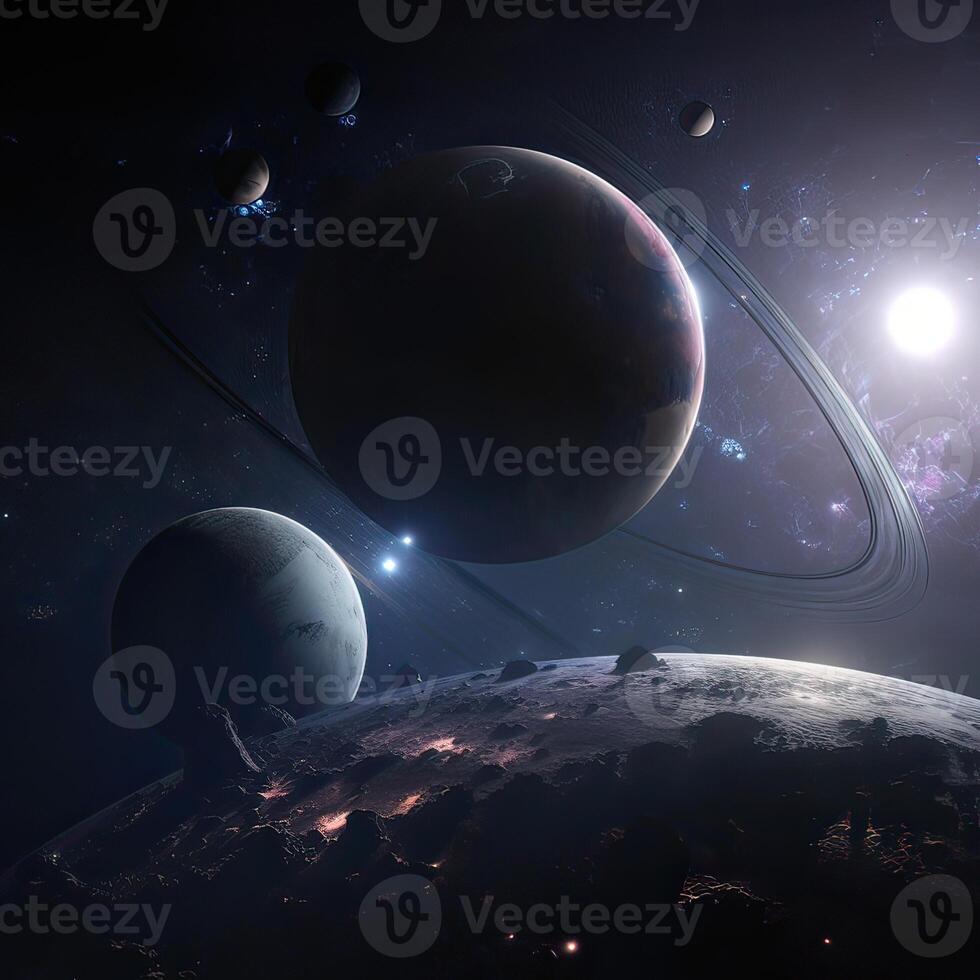 Deep space beauty, planets, stars and galaxies in endless universe. . photo