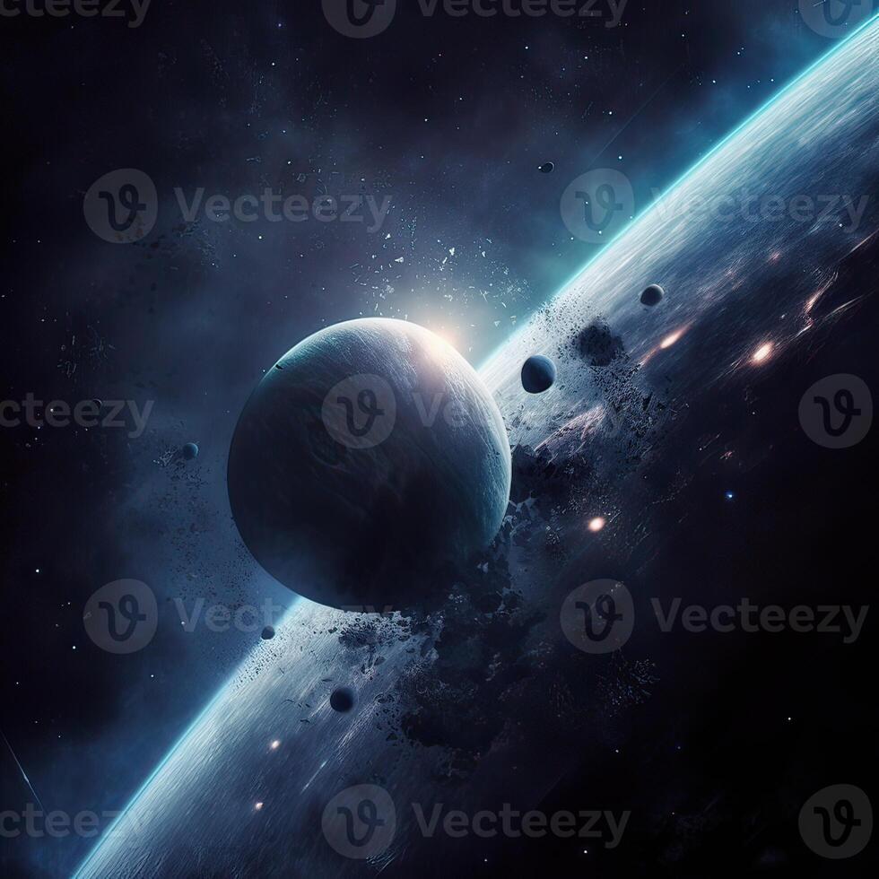 Deep space beauty, planets, stars and galaxies in endless universe. . photo