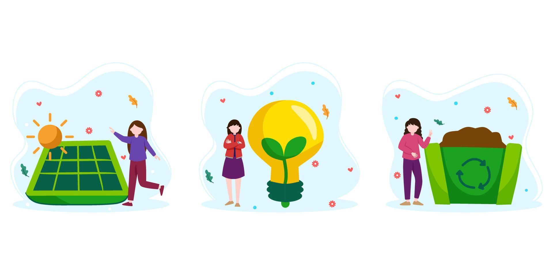 Earth Day Flat Bundle Design vector