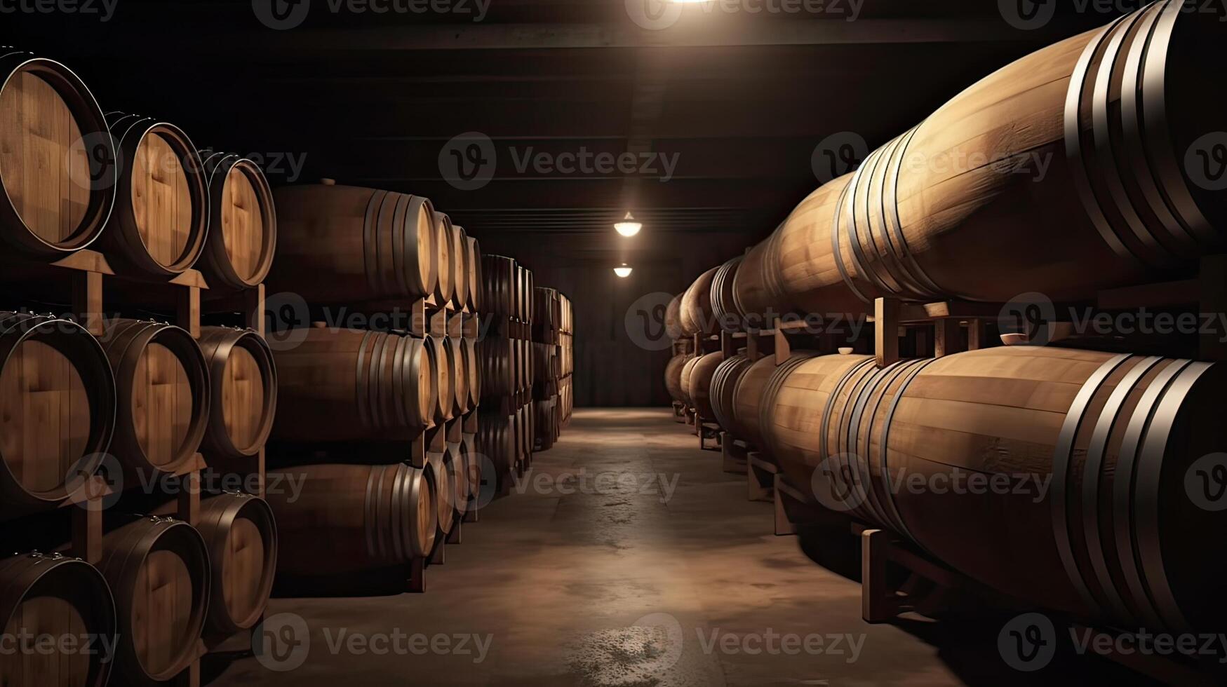 brewery cellar background, barrels, wine or beer, photo