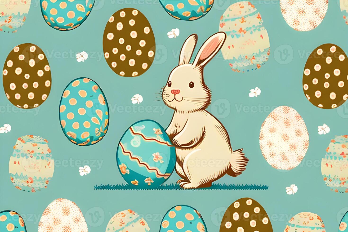 seamless pattern easter background with bunny and eggs. Illustration design by . photo