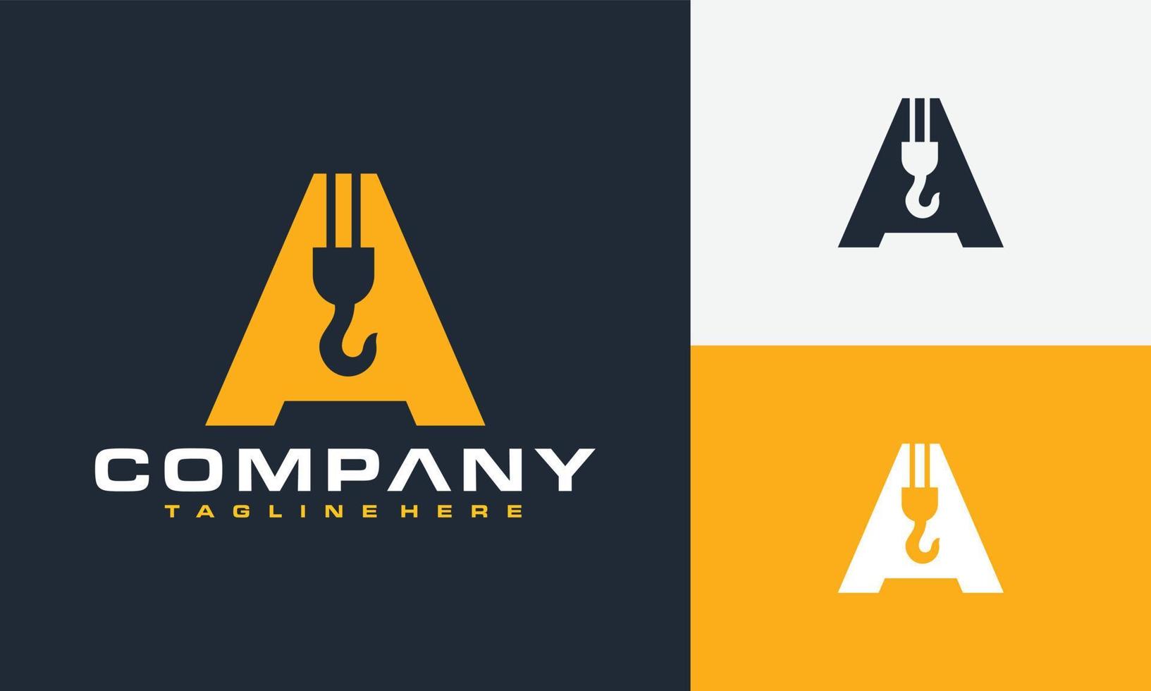 letter A crane logo vector