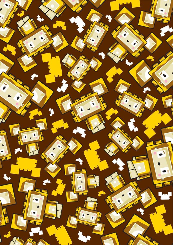 Cute Cartoon Lion - King of the Jungle Pattern vector