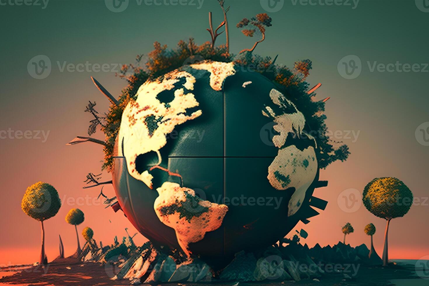 Premium AI Image  3d abstract Earth day art composition Global warming  artwork Generative AI
