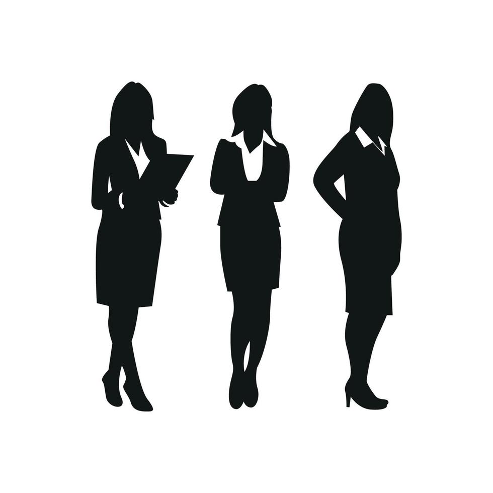 silhouette in office woman style vector