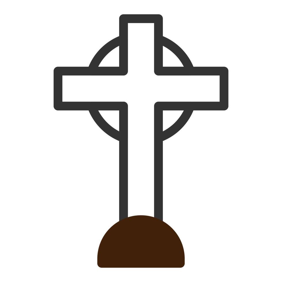 Christian icon duotone grey brown colour easter symbol illustration. vector