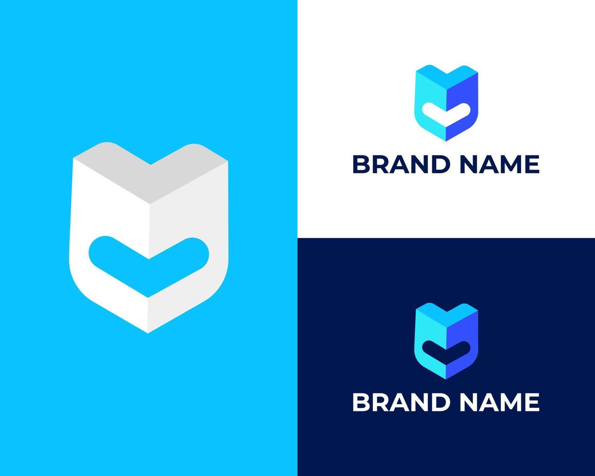 Abstract letter mv modern 3d business logo design template vector