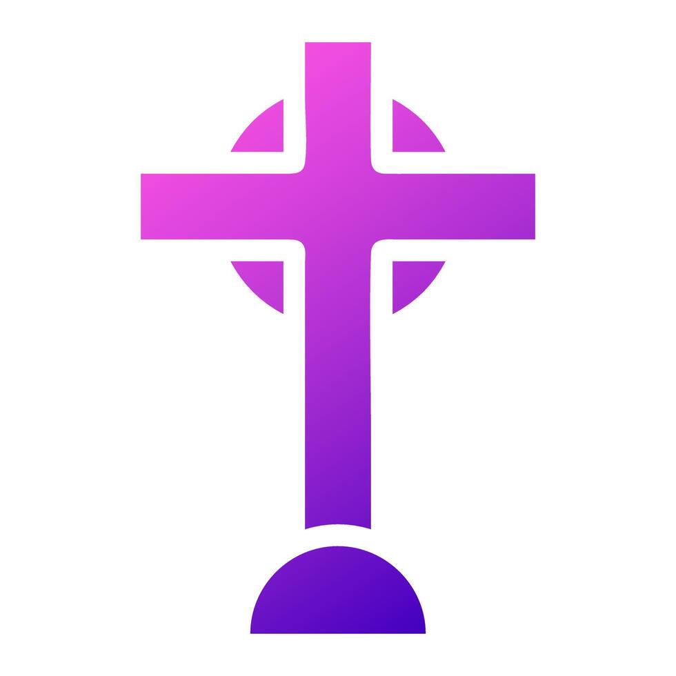 Christian icon solid gradient purple pink colour easter symbol illustration. vector