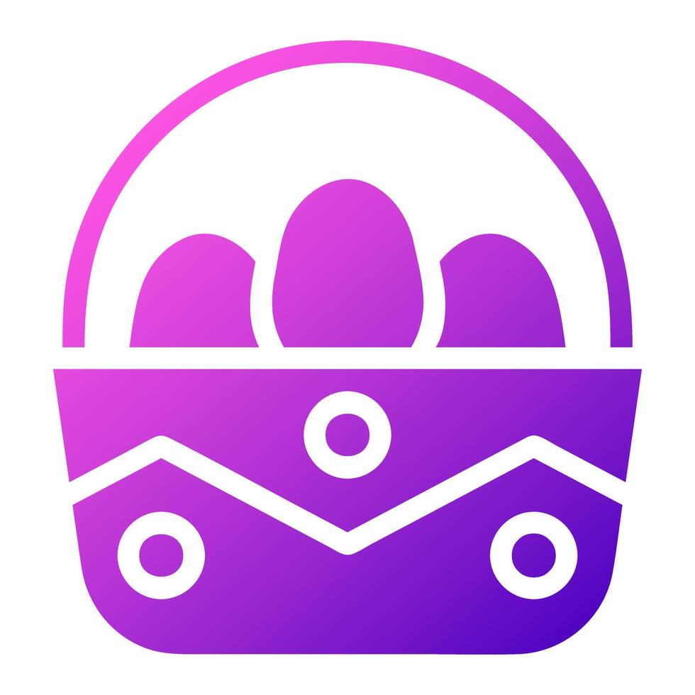 basket egg icon solid gradient purple pink colour easter symbol illustration. vector