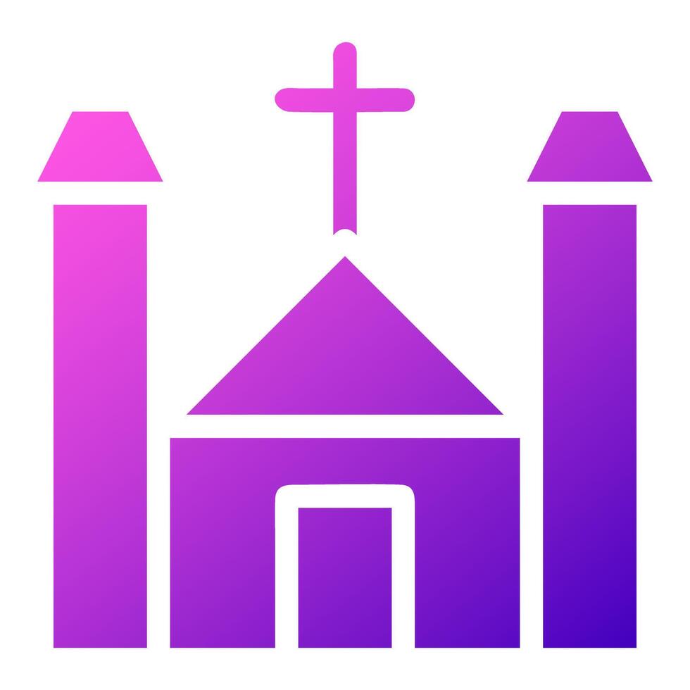 Cathedral icon solid gradient purple pink colour easter symbol illustration. vector