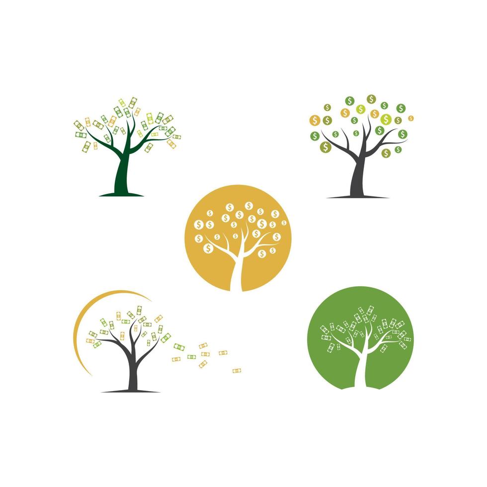 dinero árbol logo icono vector ilustración