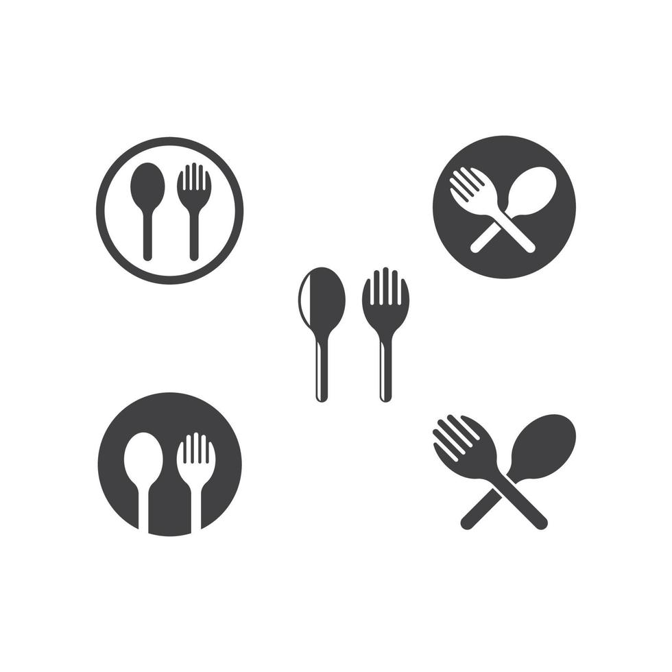 tenedor, cuchara, logotipo, icono, vector, ilustración vector