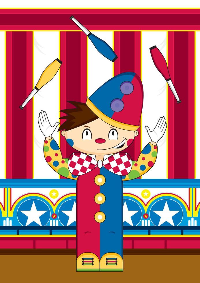 Cute Cartoon Juggling Big Top Circus Clown vector