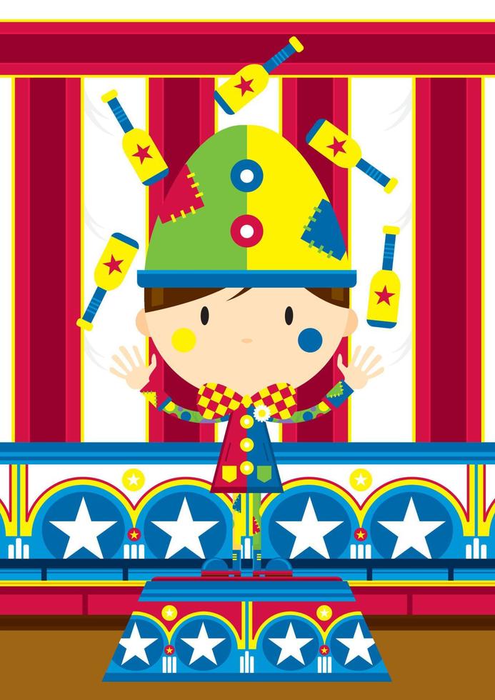 Cute Cartoon Juggling Big Top Circus Clown vector