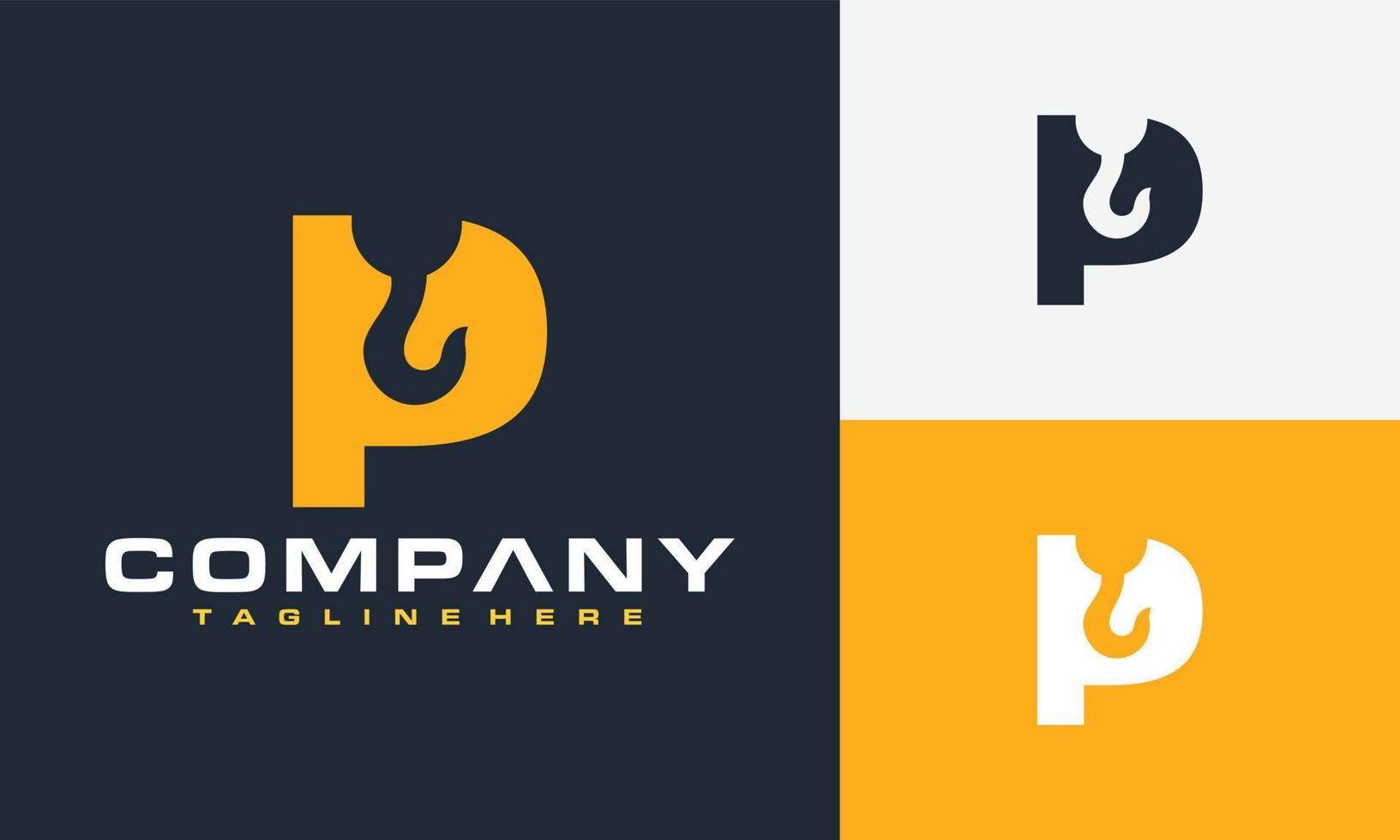 letter P crane logo vector