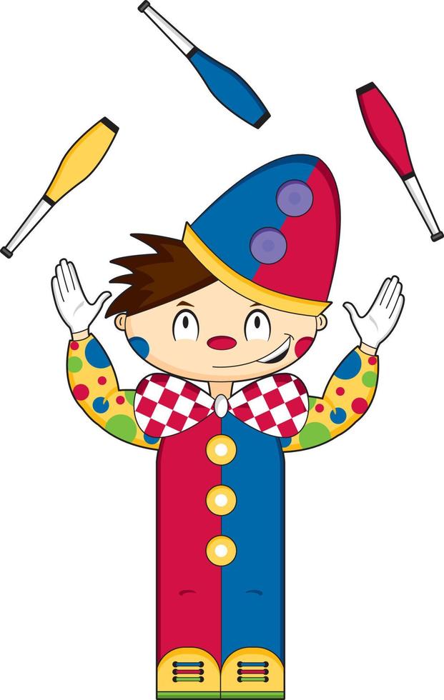 Cute Cartoon Juggling Big Top Circus Clown vector