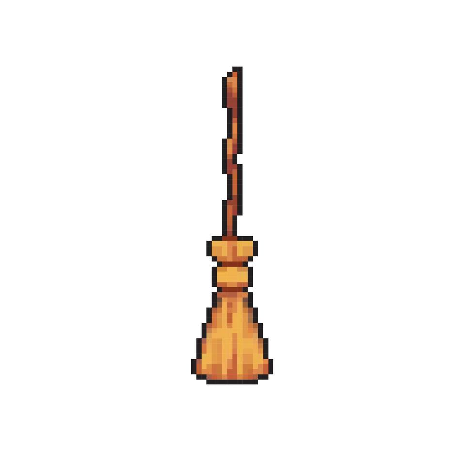 a broom in pixel art style vector