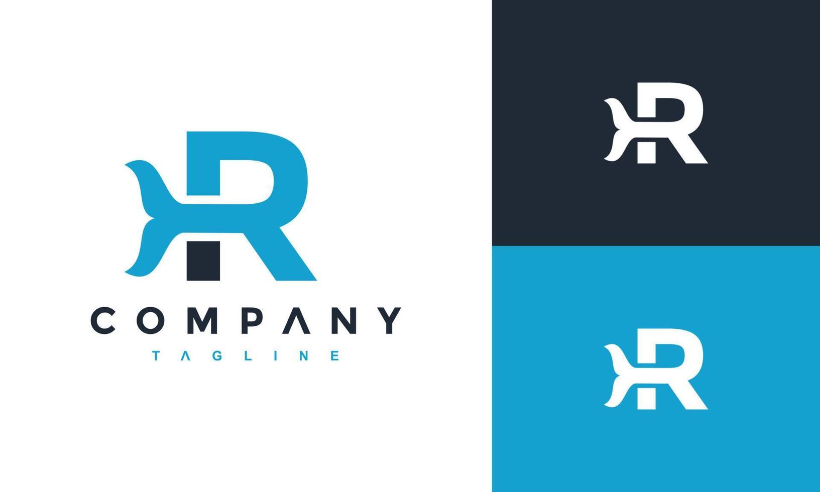 letter R whale tail logo vector