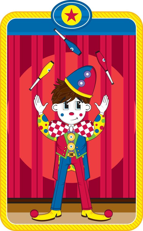 Cute Cartoon Juggling Big Top Circus Clown vector