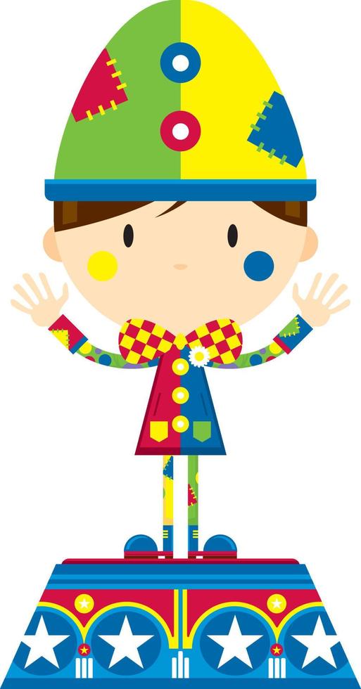 Cute Cartoon Big Top Circus Clown on Podium vector