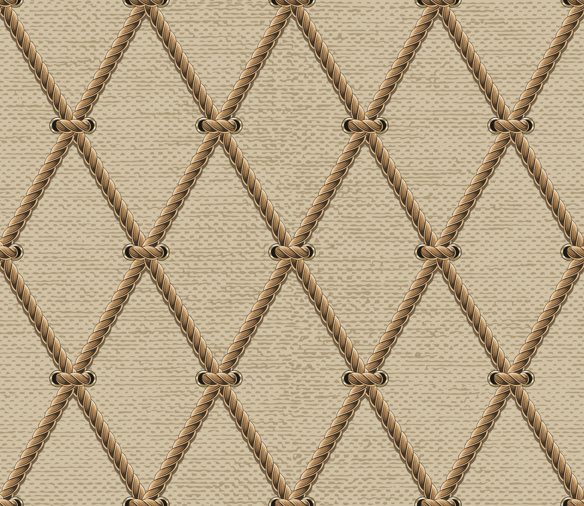 Seamless geometric pattern with net made of hemp rope, texture of jute  fabric behind. Rhombus grid. Vintage style. 22148387 Vector Art at Vecteezy