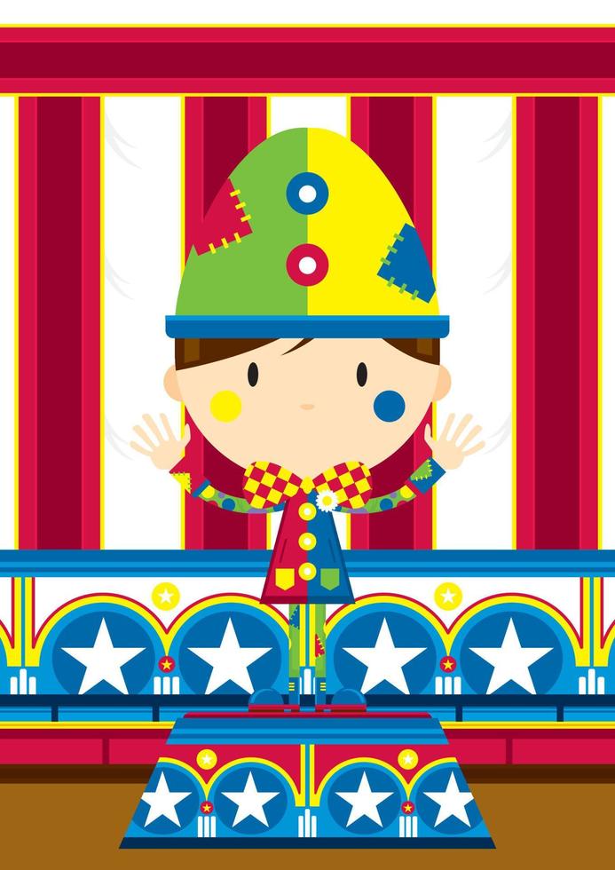 Cute Cartoon Big Top Circus Clown on Podium vector