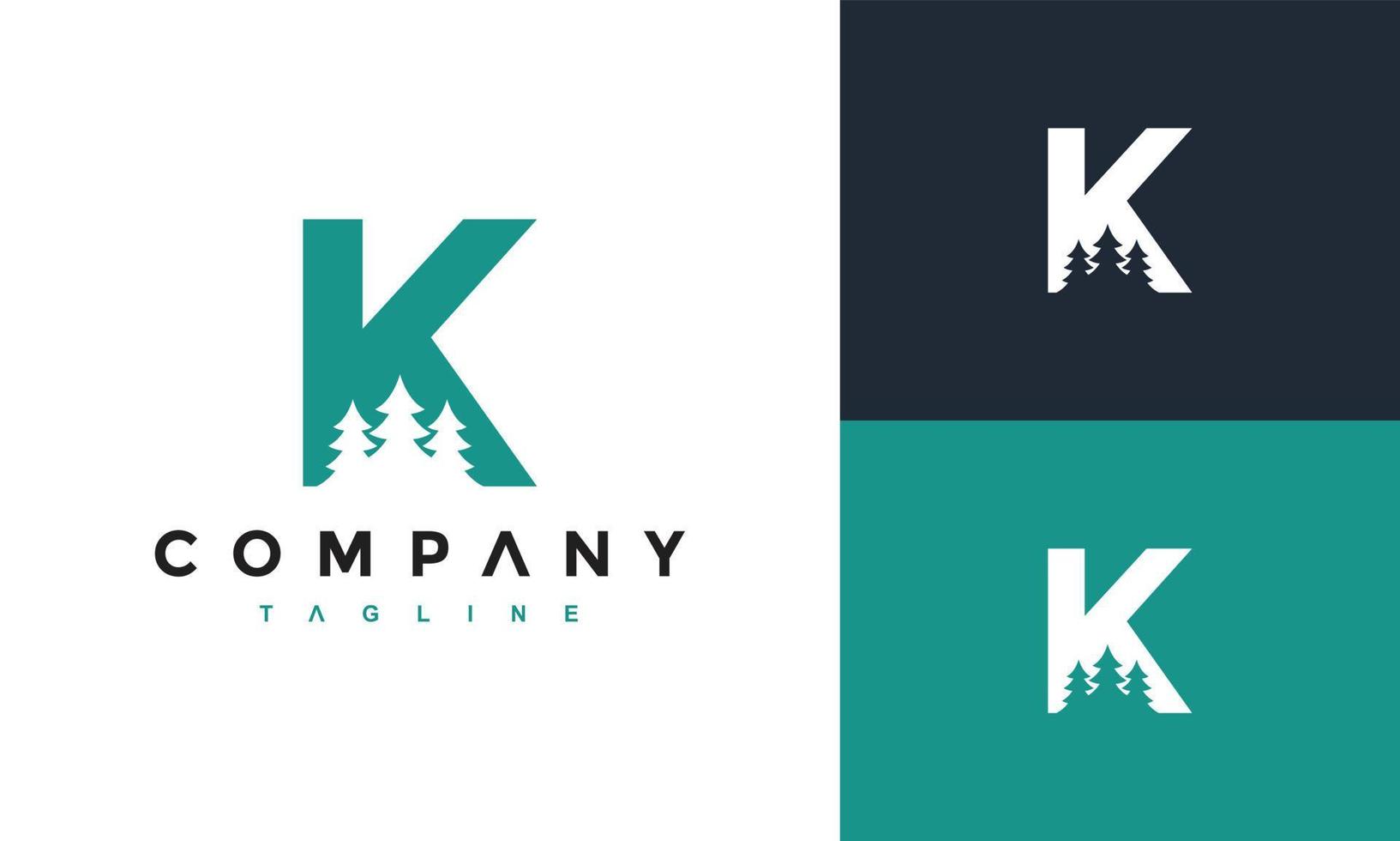 letter K fir tree logo vector