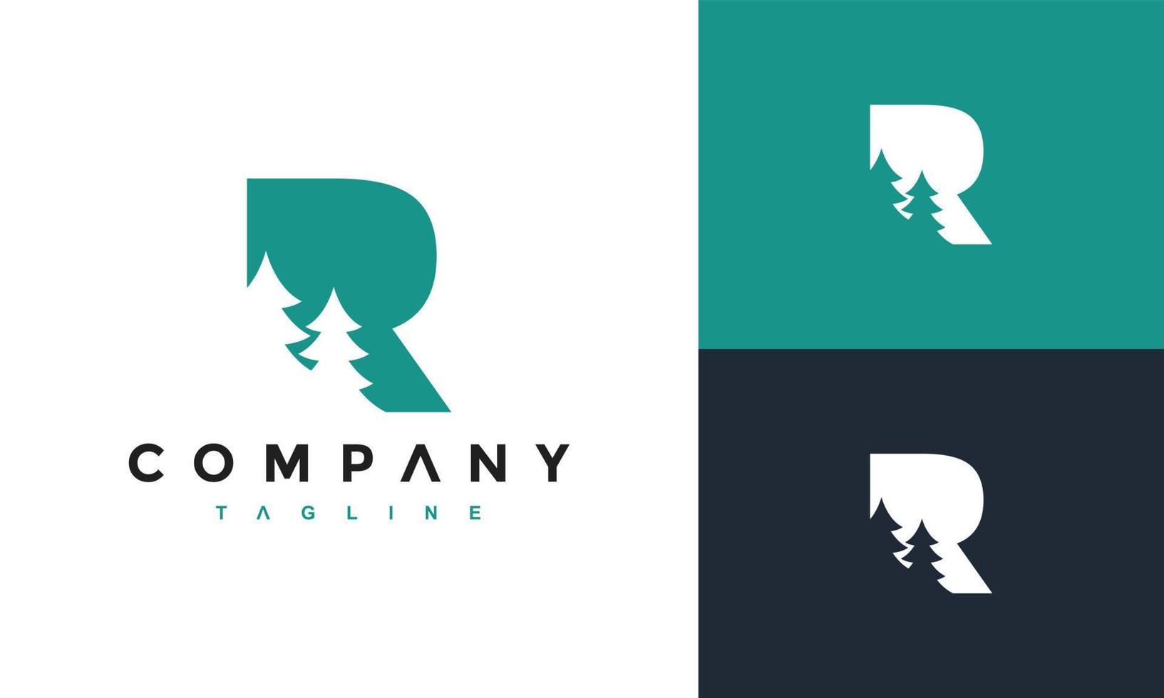 letter R fir tree logo vector