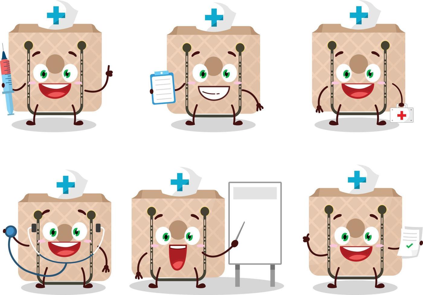 Doctor profession emoticon with women sling bag cartoon character vector