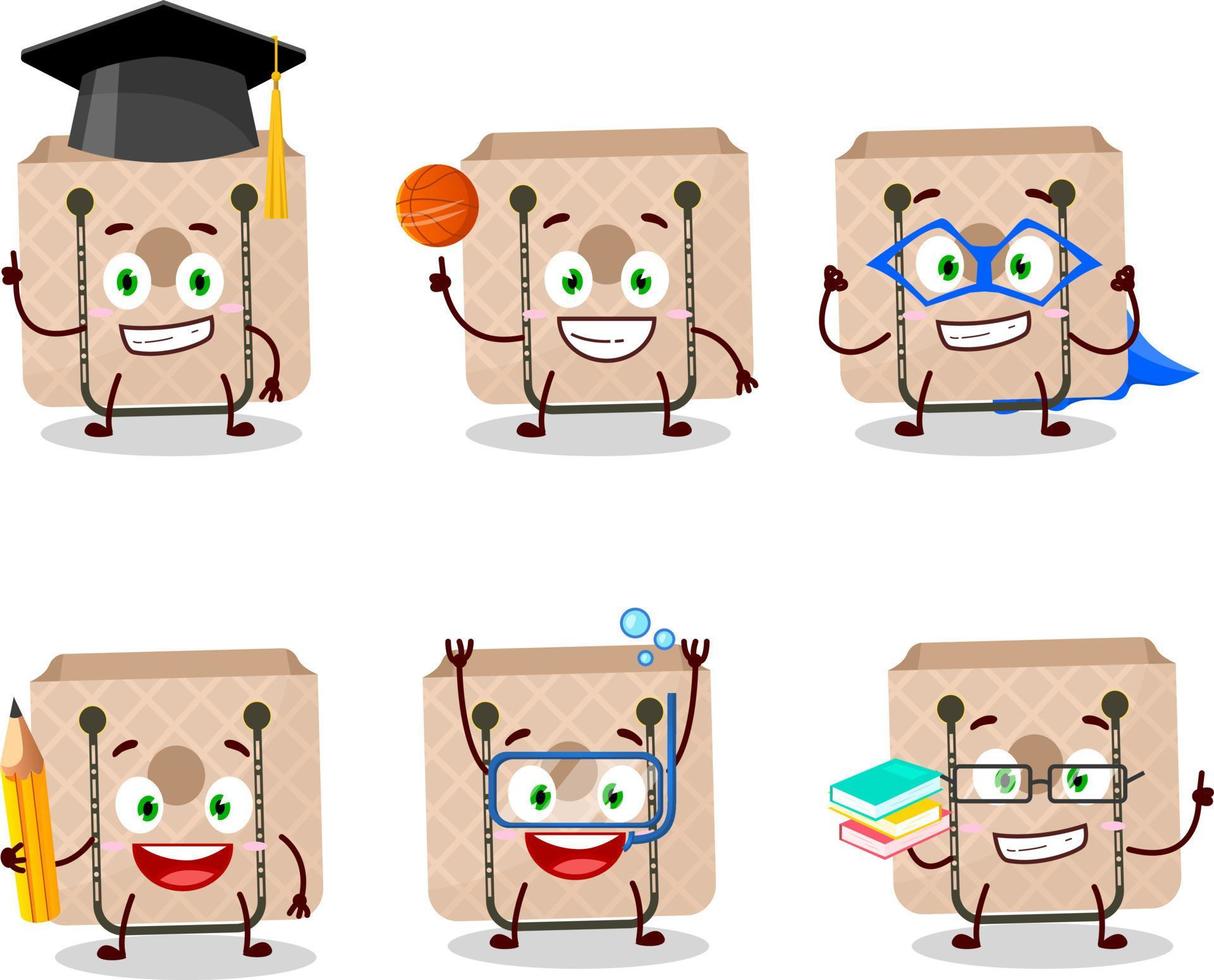 School student of women sling bag cartoon character with various expressions vector