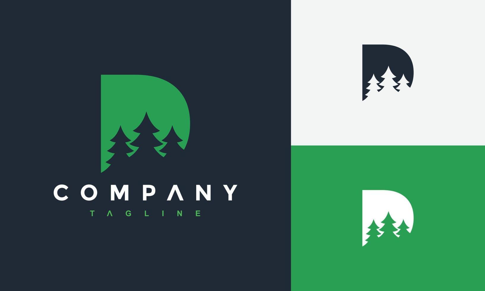 letter P fir tree logo vector