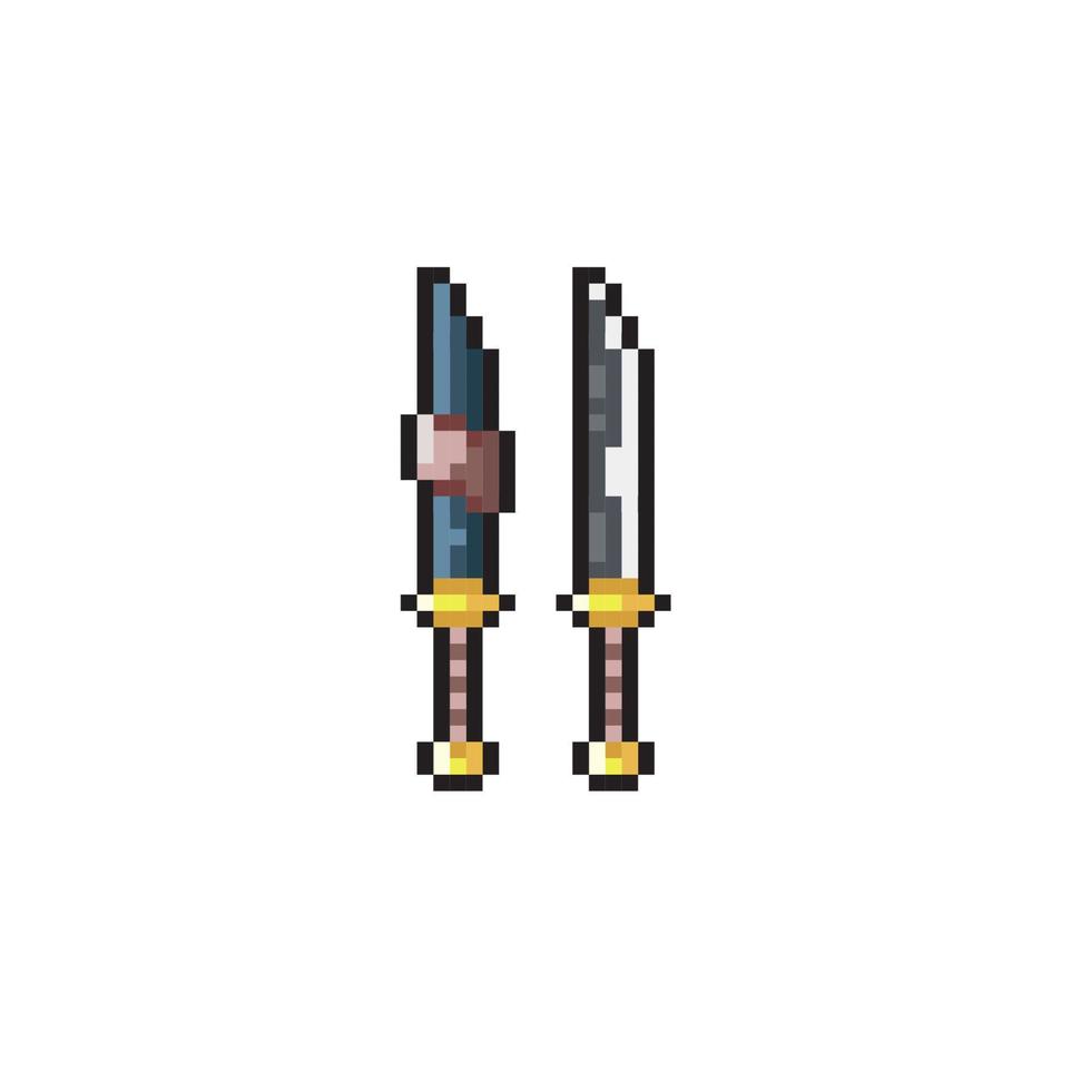 knife weapon in pixel art style vector