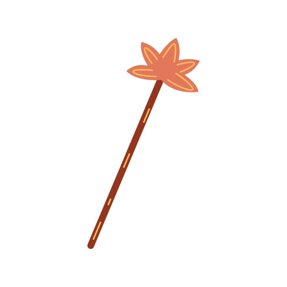 Magic wand. Maple leaf tip. Cartoon vector