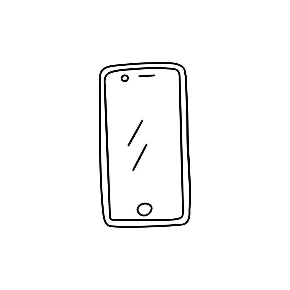 Mobile phone, stylish smartphone. Vector doodle icon