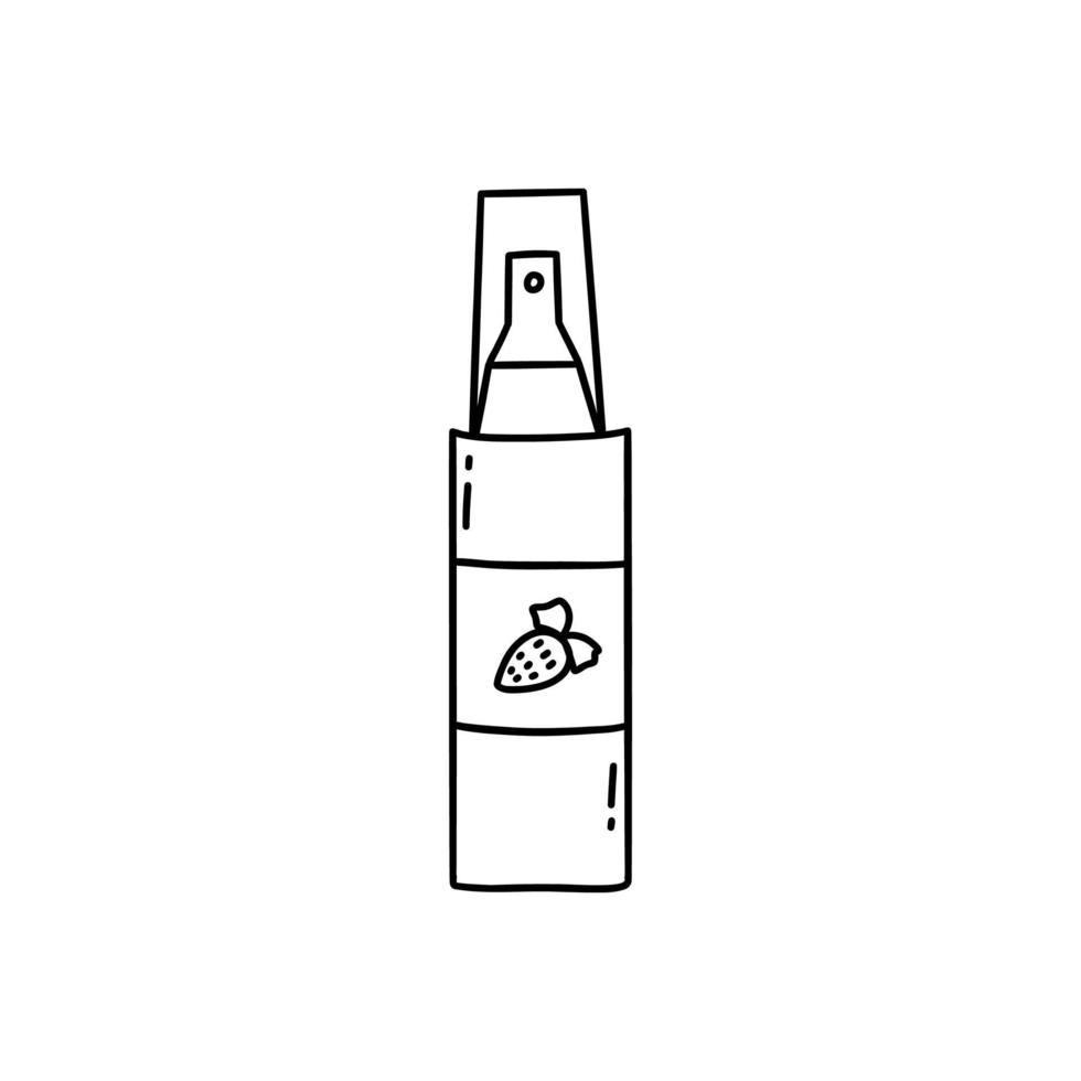 Strawberry scented body spray in a bottle vector doodle