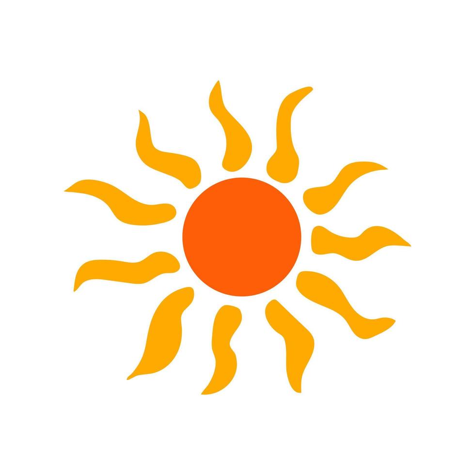 Sun on white background. Vector hand drawn